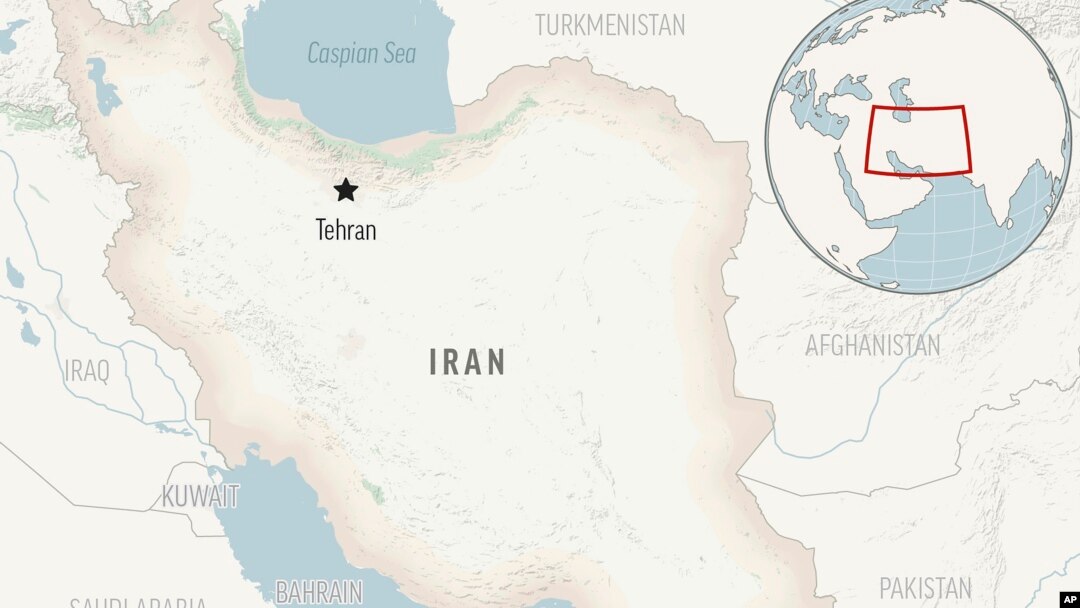 This is a locator map for Iran with its capital, Tehran.