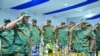 Ba officiers baike ba mampinga ma RDC bapesi losako na limpati bazalaki na yango makonzi ya ekolo Félix Tshisekedi na Cité ya Union africaine, Kinshasa, 18 sanza ya zomi 2023. (Présidece RDC)