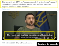 Captura de desinformación en X.