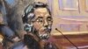 法庭素描显示涉嫌商业欺诈的中国商人郭文贵在纽约出庭。(2023年3月15日)