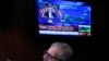 A news conference by Federal Reserve Chairman Jerome Powell is displayed on the floor at the New York Stock Exchange in New York, May 3, 2023. 