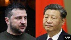 Президенти України та Китаю Володимир Зеленський та Сі Цзіньпінь. Фотоколаж: Daniel Leal, Dmitry Astakhov/AFP