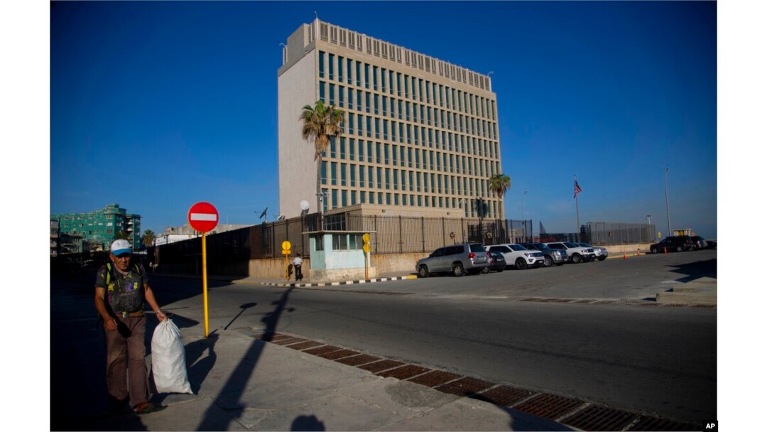The U.S. embassy stands on the day of its reopening for visa and consular services in Havana, Cuba, Jan. 4, 2023.