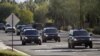 President Barack Obama's vehicle and motorcade leave Thunderbird Country Club in Rancho Mirage, Calif., Feb. 13, 2016. On Monday and Tuesday, Obama will be with the leaders of the Association of Southern Asian Nations (ASEAN).