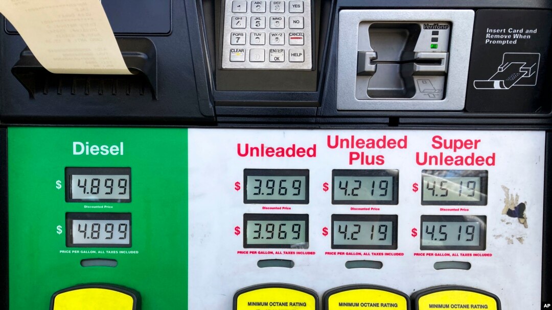 FILE - Gasoline prices are displayed at a gas station in Marietta, Ga., Apr. 8, 2022. 