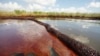 FILE - In this June 26, 2010 file photo, oil from the Deepwater Horizon oil spill is seen floating on the surface of the water in Bay Jimmy in Plaquemines Parish, La.