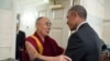 President Barack Obama greets His Holiness the Dalai Lama at the entrance of the Map Room of the White House, June 15, 2016. 