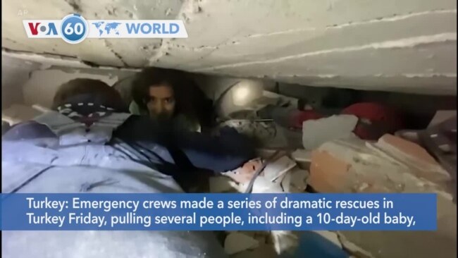 VOA60 World - Turkey: Emergency crews make series of dramatic rescues