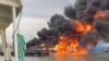 Кадр із соцмедійного відео, роздатковий матеріал Reuters. Пожежа в порту Кавказ, 22 серпня 2024 року