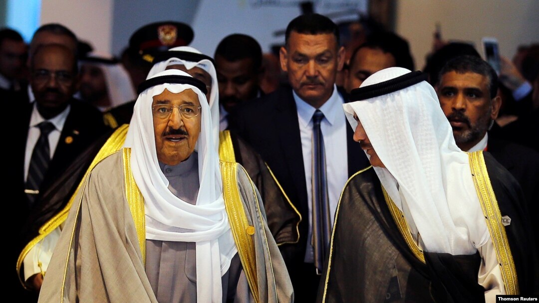 Kuwait's then-crown prince, Sheikh Nawaf, arrives for the opening of the Economic Development Conference in Sharm el-Sheikh, Sep.29, 2020.