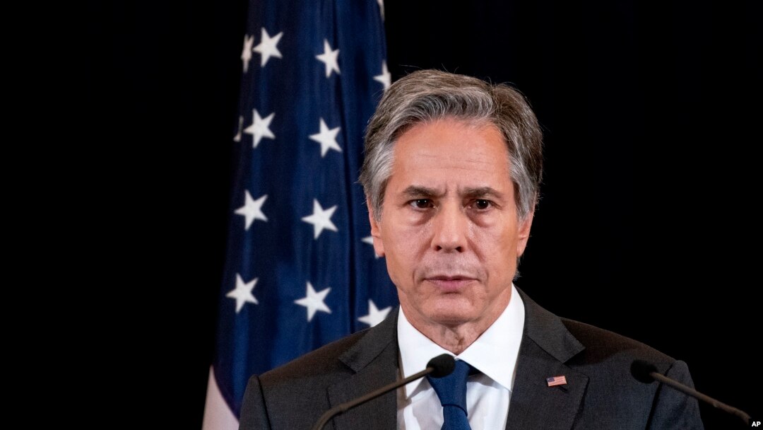 United States Secretary of State Antony Blinken speaks during a press conference in Bangkok during his official visit to Thailand, July 10, 2022.