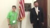 Caldoun Abuhakel and his 12-year-old son, Baraa, traveled to Washington, D.C., from Minnesota to take part in Muslim Advocacy Day, April 18, 2016. (C. Saine/VOA)
