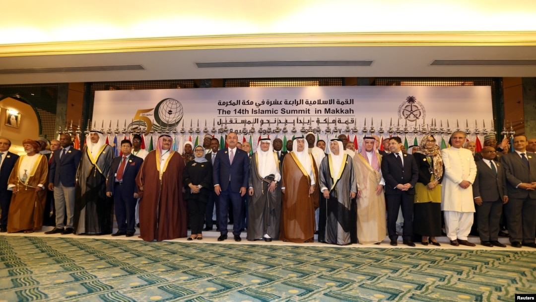 FILE - Foreign ministers of the Organization of Islamic Cooperation are pictured during a preparatory meeting for several summits in Jeddah, Saudi Arabia, May 29, 2019. Group officials will again meet there Sept. 15 to discuss Israeli annexation plans.