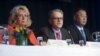 (L-R) Swedish Environment Minister Lena Ek, Thomas Stocker and Dahe Qin of the IPCC working group, Sept. 23, 2013, in Stockholm. The UN's Nobel-winning climate change panel kicked off a meeting to release new projections of global warming.