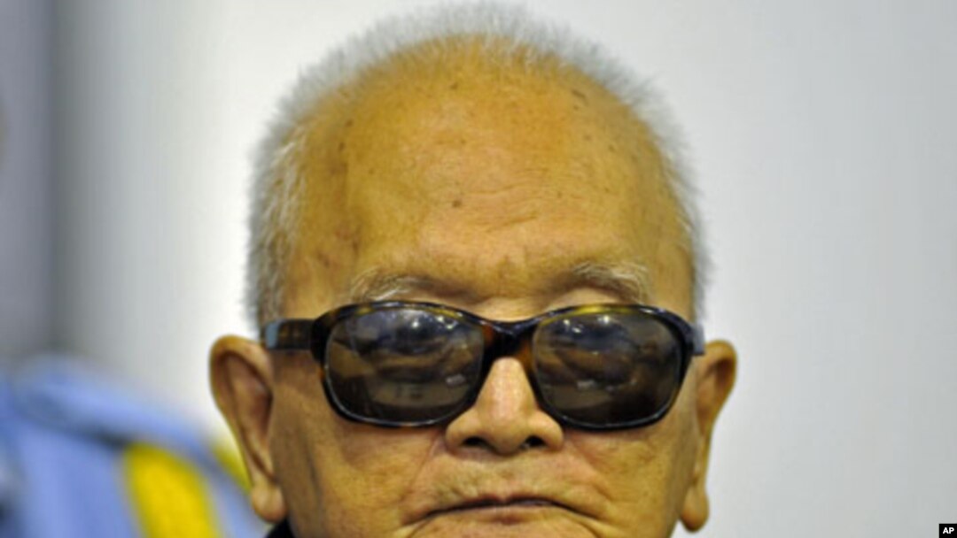 Khmer Rouge 'Brother Number Two' Nuon Chea attends a public hearing at the Extraordinary Chambers in the Courts of Cambodia, on the outskirts of Phnom Penh, October 19, 2011.