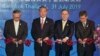 Left to right, Thailand's Foreign Minister Don Pramudwinai, China's FM Wang Yi, Philippines' FM Teodoro Locsin Jr., and ASEAN Secretary-General Lim Jock Hoi launch the ASEAN-China Young Leadership meeting in Bangkok, Thailand, July 31, 2019.