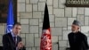 NATO Secretary-General Anders Fogh Rasmussen (l) during a joint press conference with Afghan President Hamid Karzai at the presidential palace in Kabul, March, 4, 2013. 