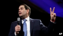 Republican presidential candidate Sen. Marco Rubio, R-Fla, speaks at a rally in Reno, Nevada, Feb. 22, 2016. 