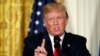 FILE - President Donald Trump speaks during a news conference with Finnish President Sauli Niinisto, Aug. 28, 2017, in the East Room of the White House in Washington. 