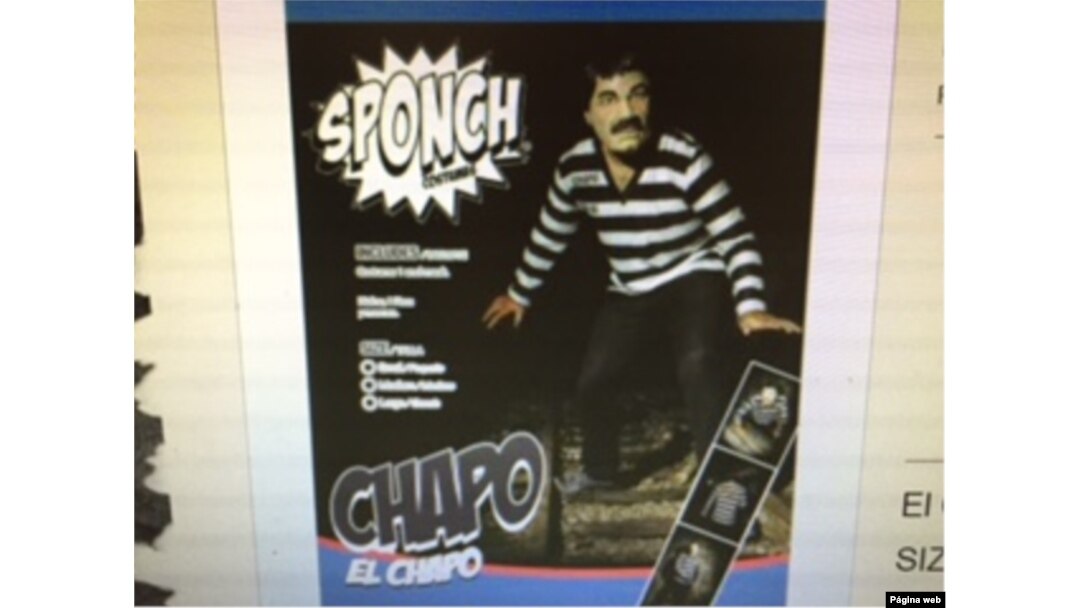 Screen Shot of El Chapo costume, sold by ghoulishproductions.com. 101315