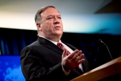 FILE - In this April 29, 2020, file photo Secretary of State Mike Pompeo speaks at a news conference at the State Department in Washington.