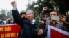 People take part in an anti-China protest to mark the 43th anniversary of the China's occupation of the Paracel Islands in the South China Sea in Hanoi, Jan. 19, 2017.