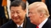 中国国家主席习近平在北京人民大会堂欢迎美国总统特朗普。（2017年11月9日）