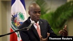 El presidente de Haití, Jovenel Moise, habla durante una conferencia de prensa sobre las medidas relativas al coronavirus, en Puerto Príncipe. [Foto: Archivo]