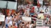 Citizens march against fracking at the "Shale Gas Outrage Rally" in Philadelphia.