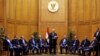 Adly Mansour (C), Egypt's chief justice and head of the Supreme Constitutional Court, speaks at his swearing in ceremony as the nation's interim president in Cairo July 4, 2013. 