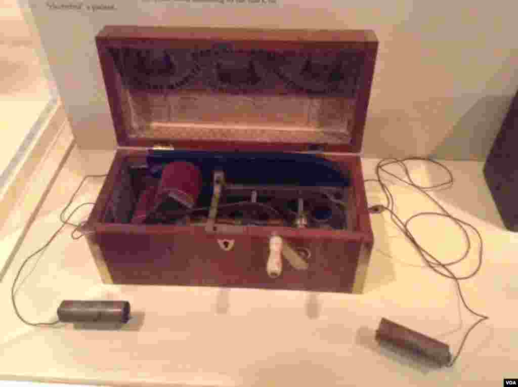 An eletrocution machine used at the Public Hospital in Williamsburg, Virginia.