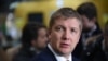 FILE - Ukraine's oil and gas company Naftogaz Chief Executive Officer Andriy Kobolyev talks during a press conference at EU headquarters in Brussels, Jan. 21, 2019.