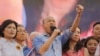 Kaohsiung city mayor Han Kuo-yu, center, from the Kuomintang party speaks to supporters during a campaign event in Taipei, Taiwan, June 1, 2019. 