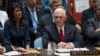 U.S. Vice President Mike Pence speaks during a high-level Security Council meeting on peacekeeping operations, at U.N. headquarters in New York, Sept. 20, 2017, as U.S. Ambassador to the U.N. Nikki Haley looks on. 