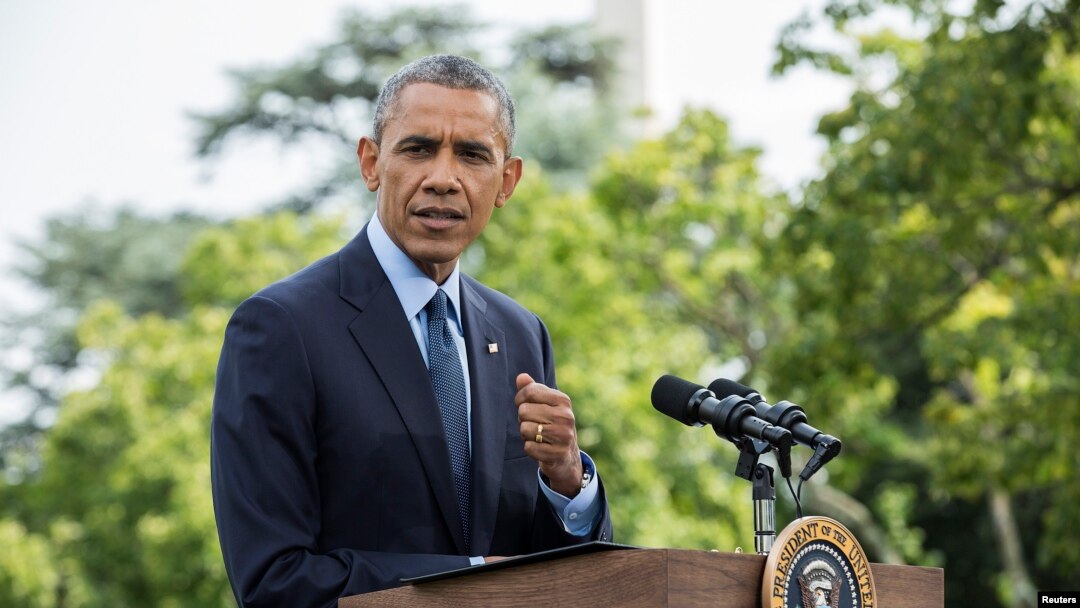 FILE - U.S. President Barack Obama is seen announcing a previous set of sanctions against Russia at the White House in Washington, D.C., July 29, 2014.
