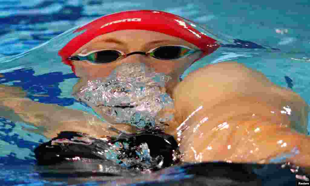 Siobhan Marie O'Connor of England competes during the women's 200m individual medley final during the Gold Coast 2018 Commonwealth Games at the Optus Aquatic Centre in the Gold Coast, Australia.