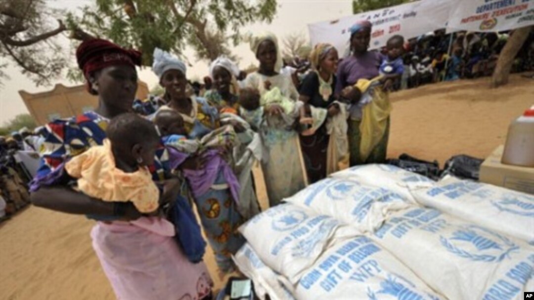 Women in southern Niger receive food assistance (file photo)
