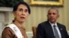 Myanmar's State Counsellor Aung San Suu Kyi meets with U.S. President Barack Obama at the Oval Office of the White House in Washington, D.C., Sept. 14, 2016. 