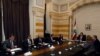 Lebanese Prime Minister Hassan Diab and officials meet with a team of IMF experts at the government palace in Beirut, Feb. 20, 2020. 