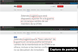 Captura de ambos artículos en la web de Sky News.
