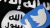 FILE - A 3-D printed logo of Twitter and an Islamic State flag are seen in this picture illustration taken Feb. 18, 2016. 
