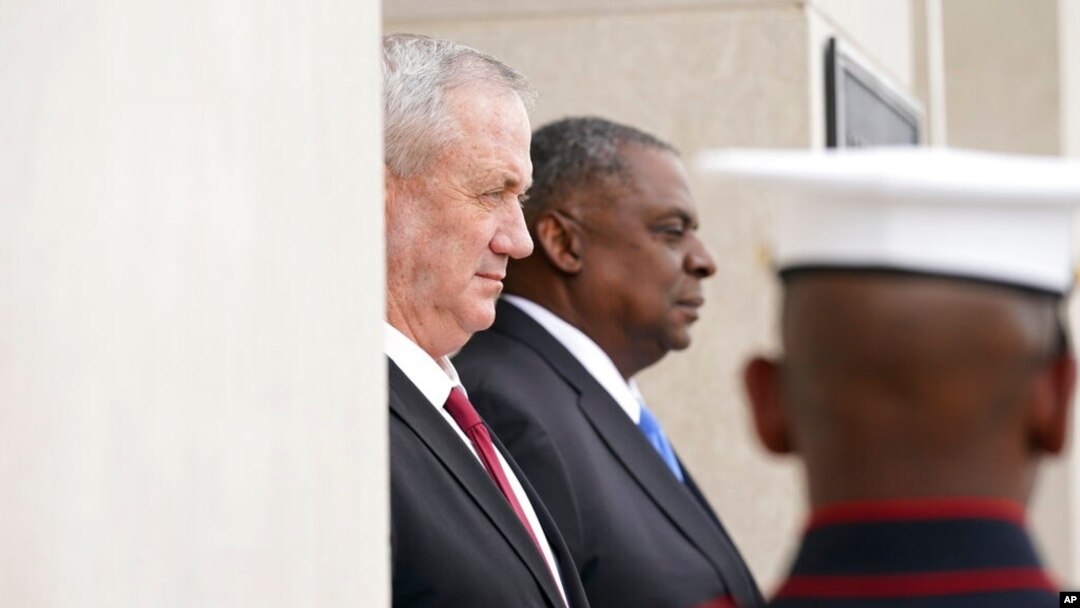 Secretary of Defense Lloyd Austin hosts an honor cordon welcoming Israeli Defense Minister Benny Gantz at the Pentagon in Washington, June 3, 2021.
