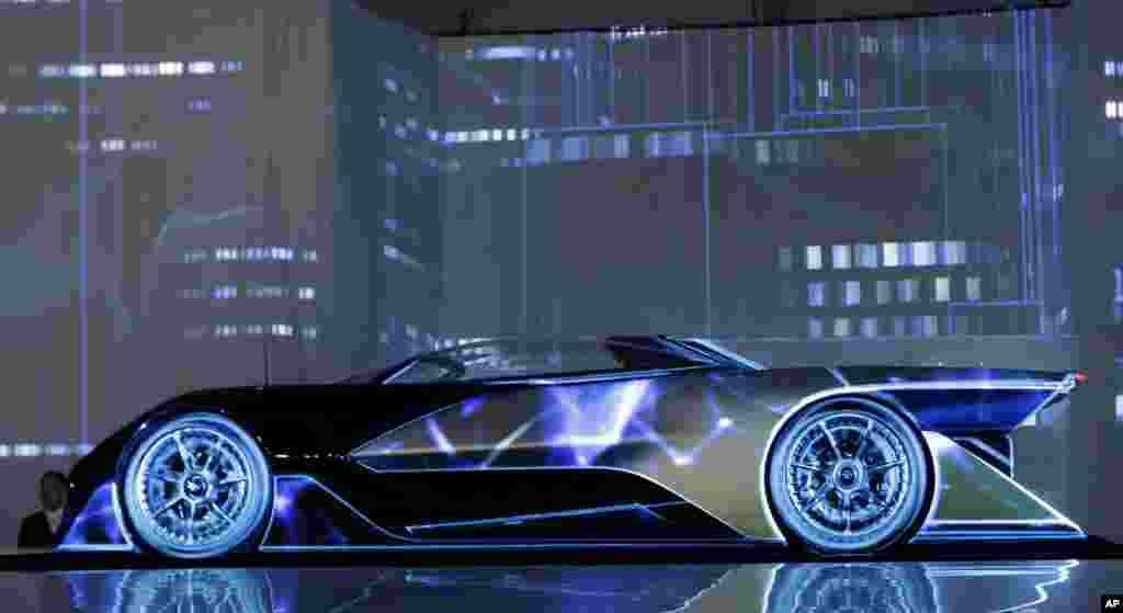 The FFZero1 by Faraday Future is displayed at CES Unveiled, a media preview event for CES International in Las Vegas, Navada, Jan. 4, 2016.