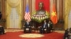 U.S. Defense Secretary Jim Mattis speaks with Vietnamese President Tran Dai Quang at the presidential palace in Hanoi, Vietnam, Jan. 25, 2018.