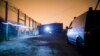 Night shots of the newly erected border fence in Asotthalom, Hungary. (Gabor Ancsin/VOA)