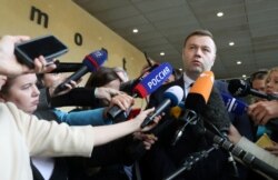 Ukraine's Minister of Energy and Environmental Protection Oleksiy Orzhel attends a news conference at the EU Commission headquarters in Brussels, Belgium Sept. 19, 2019.