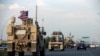 A convoy of U.S. vehicles is seen after withdrawing from northern Syria, in Erbil, Iraq, Oct. 21, 2019. 