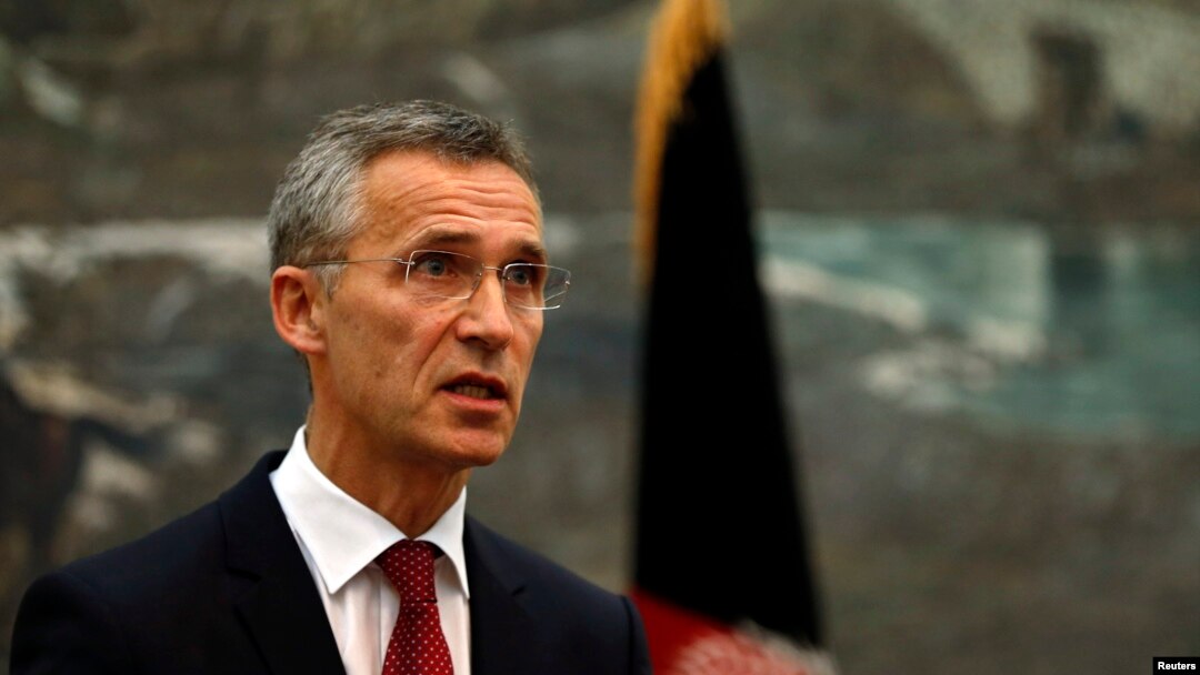 NATO Secretary General Jens Stoltenberg speaks during a news conference in Kabul, Nov. 6, 2014.