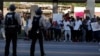 Protesters yell at police in Ferguson, Missouri, Aug. 12, 104.