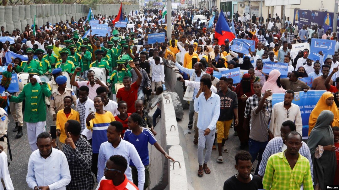 ፎቶ ፋይል፦ የባህር በር ስምምነቱን በመቃወም ሶማሊያውያን ህዝባዊ ሰልፍ ወጥተው ሞቃዲሾ፣ ሶማሊያ እእአ ጥር 11/2024